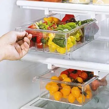 Sorbus Pull Out Fridge Organizer - Adjustable Storage Bins