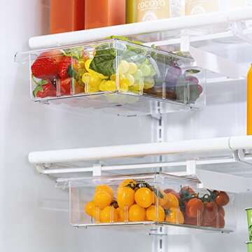 Sorbus Pull Out Fridge Organizer - Adjustable Storage Bins
