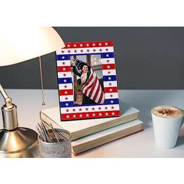 WaaHome American Flag Picture Frame for 4th of July Decorations, Patriotic Photo Frame for US Citizenship Gifts Independence Day Veterans Day Gifts for Women Men