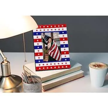 WaaHome American Flag Picture Frame for 4th of July Decorations, Patriotic Photo Frame for US Citizenship Gifts Independence Day Veterans Day Gifts for Women Men