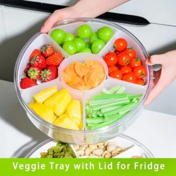 Divided Veggie Tray with Lid for Fridge