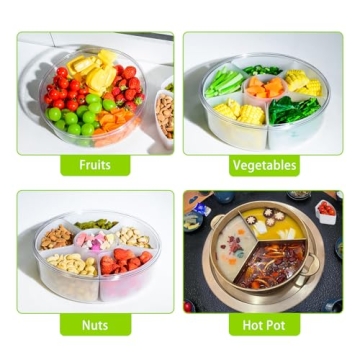 Divided Veggie Tray with Lid for Fridge