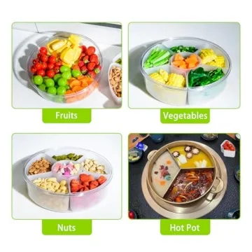 Divided Veggie Tray with Lid for Fridge