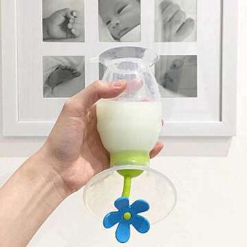 haakaa Manual Breast Pump Hand Pump Milk Pump Breast Milk Collector with Suction Base and Flower Stopper 100% Food Grade Silicone BPA Free (4oz/100ml) (Blue)