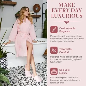 Lotus Linen Women's Lightweight Waffle Kimono Robe