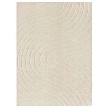 LUXE WEAVERS Modern Wave Cream Area Rug 6x9 for Home