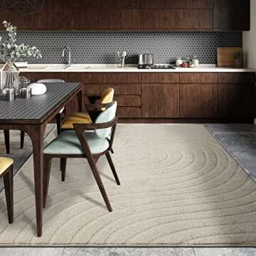 LUXE WEAVERS Modern Wave Cream Area Rug 6x9 for Home