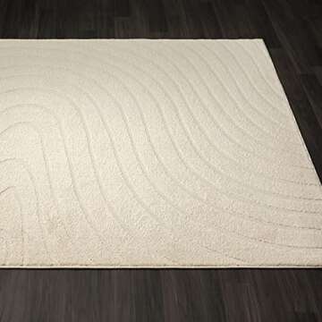 LUXE WEAVERS Modern Wave Cream Area Rug 6x9 for Home