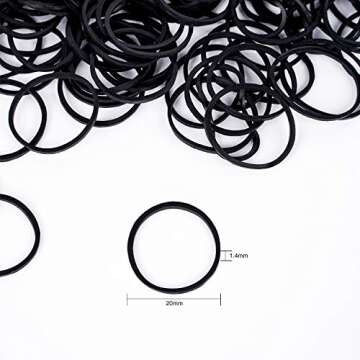 HOYOLS 3/4” Inches Black Hair Rubber Bands for Hair Ties Small Mini Elastics Bands Large Braiding Ponytail Holders for Baby Toddler Girls Kids No Damage 600pcs (M) Latex-Free