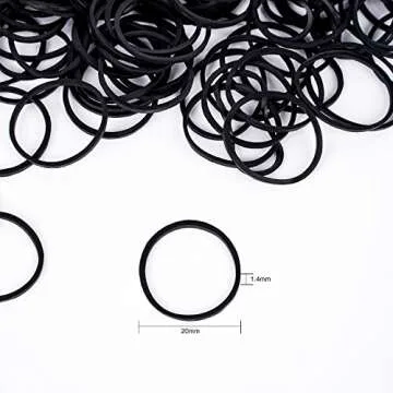 HOYOLS 3/4” Inches Black Hair Rubber Bands for Hair Ties Small Mini Elastics Bands Large Braiding Ponytail Holders for Baby Toddler Girls Kids No Damage 600pcs (M) Latex-Free