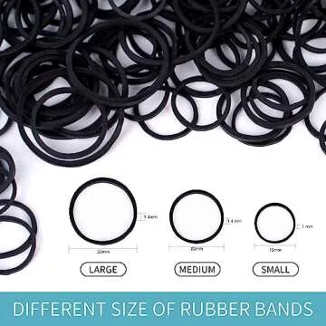HOYOLS 3/4” Inches Black Hair Rubber Bands for Hair Ties Small Mini Elastics Bands Large Braiding Ponytail Holders for Baby Toddler Girls Kids No Damage 600pcs (M) Latex-Free