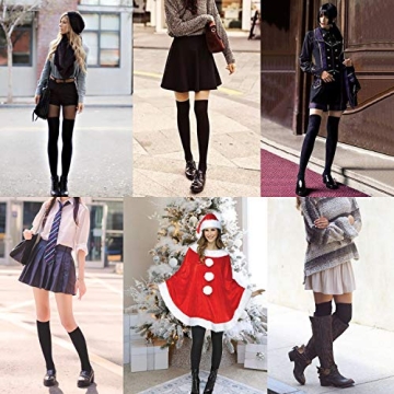 L-Lweik Black Thigh High Socks Stretchy Non-Slip Versatile