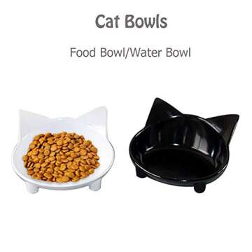 Lorde Cat Feeder - Melamine Cat Food Bowls, Set of 2, 8 oz, Whisker Relief, Non Slip, Dishwasher Saf...