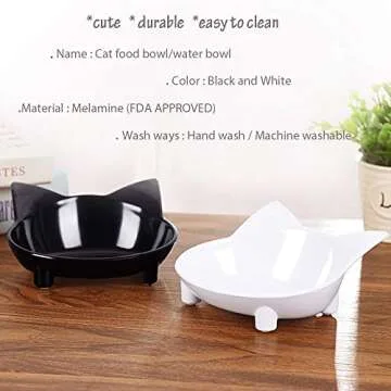 Lorde Cat Feeder - Melamine Cat Food Bowls, Set of 2, 8 oz, Whisker Relief, Non Slip, Dishwasher Safe, BPA Free, Modern Design for Small & Medium Breeds