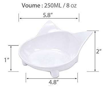 Lorde Cat Feeder - Melamine Cat Food Bowls, Set of 2, 8 oz, Whisker Relief, Non Slip, Dishwasher Safe, BPA Free, Modern Design for Small & Medium Breeds