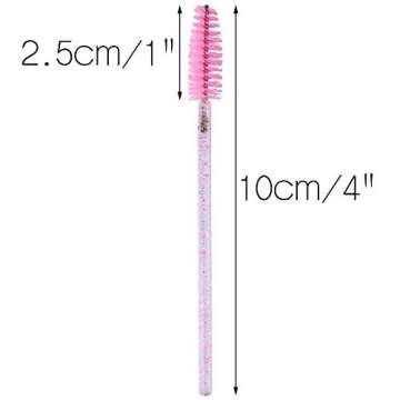 G2PLUS 300PCS Crystal Eyelash Brushes, Pink Disposable Mascara Wands Makeup Applicator, Adjustable L...