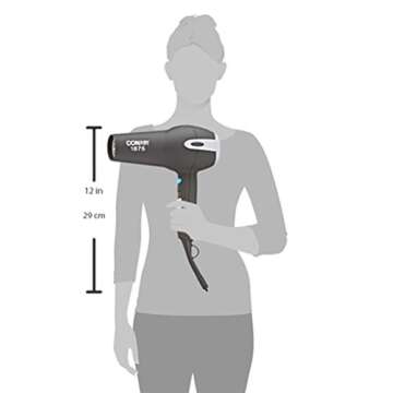 Conair 1875-Watt Ionic Ceramic Hair Dryer with Diffuser and Concentrator, Black