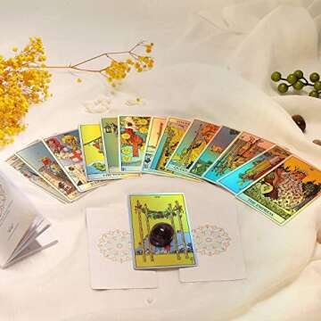 MagicSeer Rainbow Tarot Cards Decks, Tarot Card and Book Sets for Beginners, Holographic Tarot Deck