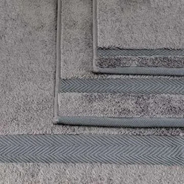 TURQVUAZ Luxury Towel Set, 2 Bath Towels, 2 Hand and 2 Washcloth, Cotton Absorbent Towels for Bathroom, Shower, The VQBecci Gray