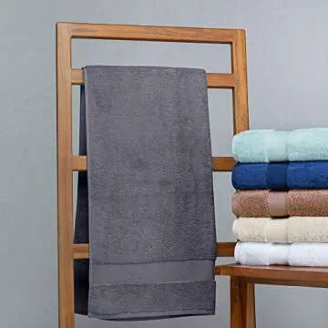 TURQVUAZ Luxury Towel Set, 2 Bath Towels, 2 Hand and 2 Washcloth, Cotton Absorbent Towels for Bathroom, Shower, The VQBecci Gray
