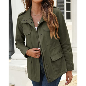 Pepochic Women's Military Utility Jacket Lightweight Style