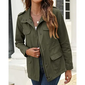 Pepochic Women's Military Utility Jacket Lightweight Style