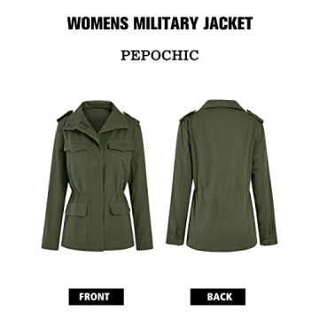 Pepochic Women's Military Utility Jacket Lightweight Style