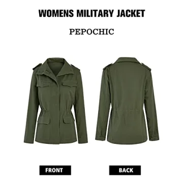 Pepochic Women's Military Utility Jacket Lightweight Style