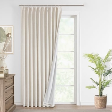 Vision Home Natural Pinch Pleated Blackout Curtains - Room Darkening Thermal Insulation Drapes 95 in...