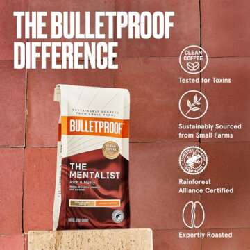 Bulletproof The Mentalist Medium-Dark Roast Ground Coffee, 12 Ounces, 100% Arabica Coffee Sourced from Guatemala, Colombia & El Salvador