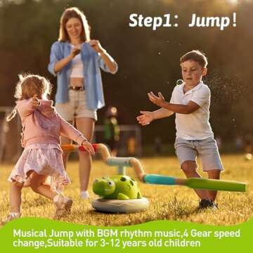 3-in-1 Musical Jump Toss Ring Game Rocket Launcher Toys for Kids Active Indoor/Outdoor Toys with Remote Control,Outside Toys for Toddler 3-5 4-8 12 Girls Boys