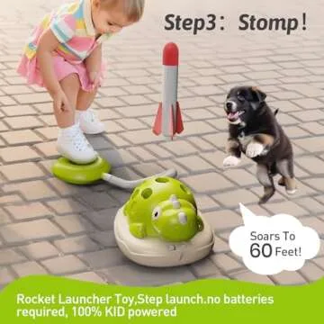 3-in-1 Musical Jump Toss Ring Game Rocket Launcher Toys for Kids Active Indoor/Outdoor Toys with Remote Control,Outside Toys for Toddler 3-5 4-8 12 Girls Boys