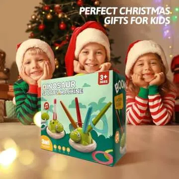 3-in-1 Musical Jump Toss Ring Game Rocket Launcher Toys for Kids Active Indoor/Outdoor Toys with Remote Control,Outside Toys for Toddler 3-5 4-8 12 Girls Boys