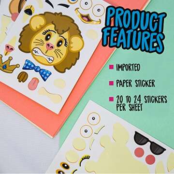 24 Make A Zoo Animal Sticker Sheets - Zoo and Safari Theme Birthday Party Favors - Fun Craft Project...