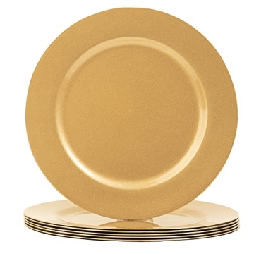MAONAME Gold Charger Plates, Set of 6, 13-Inch Round Plastic Plate Chargers for Dinner Plate, Table ...