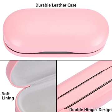Muf 2 in 1 Contact Lens Case and Glasses Case,Double Sided Dual Use Design,Leak Proof & Portable,Tweezer and Contact Lens Solution Bottle Included for Travel Kit,Pink