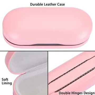 Muf 2 in 1 Contact Lens Case and Glasses Case,Double Sided Dual Use Design,Leak Proof & Portable,Tweezer and Contact Lens Solution Bottle Included for Travel Kit,Pink