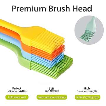 Silicone Basting Pastry Brush - Cooking Brush for Oil Sauce Butter Marinades, Food Brushes for BBQ Grill Kitchen Baking, Baster Brushes Baste Pastries Cakes Meat Desserts, Food Grade, Dishwasher Safe