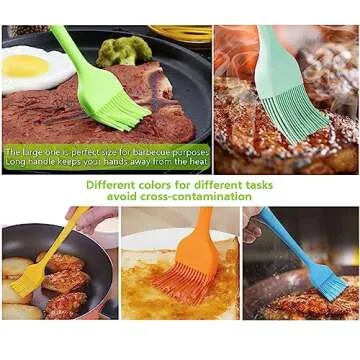 Silicone Basting Pastry Brush - Cooking Brush for Oil Sauce Butter Marinades, Food Brushes for BBQ Grill Kitchen Baking, Baster Brushes Baste Pastries Cakes Meat Desserts, Food Grade, Dishwasher Safe