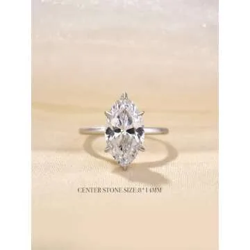 RODIFFY 3.5CT Marquise Cut Engagement Ring,Simulated Diamond Ring,925 Sterling Silver 18K Yellow/Whi...