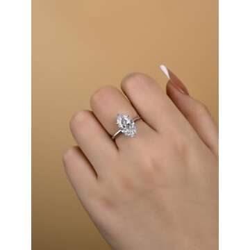 RODIFFY 3.5CT Marquise Cut Engagement Ring,Simulated Diamond Ring,925 Sterling Silver 18K Yellow/White Gold Plated Promise Ring(4, (Style 1) White Gold)