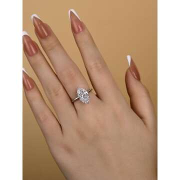 RODIFFY 3.5CT Marquise Cut Engagement Ring,Simulated Diamond Ring,925 Sterling Silver 18K Yellow/White Gold Plated Promise Ring(4, (Style 1) White Gold)