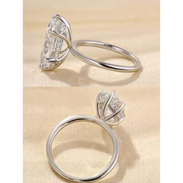 RODIFFY 3.5CT Marquise Cut Engagement Ring,Simulated Diamond Ring,925 Sterling Silver 18K Yellow/White Gold Plated Promise Ring(4, (Style 1) White Gold)