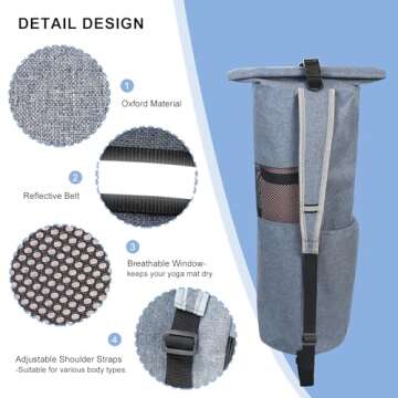 Explore Land Yoga Mat Bag with Breathable Mesh and Pockets