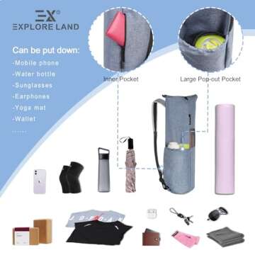 Explore Land Yoga Mat Bag with Breathable Mesh and Pockets