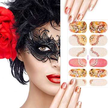 16 Sheets Full Wrap Gradient Nail Polish Stickers Self-Adhesive Nail Art Decal Strips Full Cover Nai...