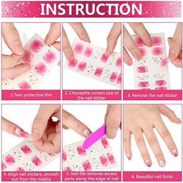 16 Sheets Full Wrap Gradient Nail Polish Stickers Self-Adhesive Nail Art Decal Strips Full Cover Nail Art Stickers with 2 Pieces Nail Files for Women Girls DIY Nail Art Decoration (Natural Style)