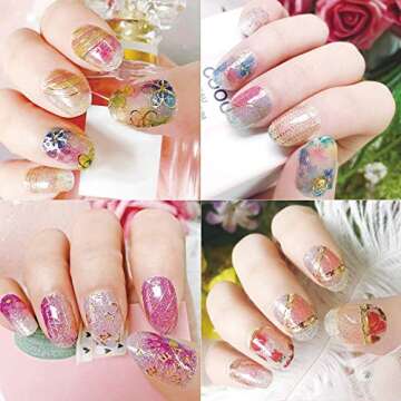 16 Sheets Full Wrap Gradient Nail Polish Stickers Self-Adhesive Nail Art Decal Strips Full Cover Nail Art Stickers with 2 Pieces Nail Files for Women Girls DIY Nail Art Decoration (Natural Style)