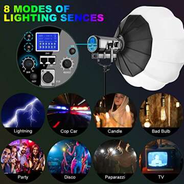 GVM SD80S 80W COB Video Light Kit, 5600K Continuous Lighting for Photography with Bowens Mount Softbox&Stand, 8 Lighting Effects Support AC Adapter & NP Series Battery (DLQ)