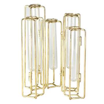 Creative Brands Sippin' Pretty Test Tube Bud Vases, 5-Piece, Gold